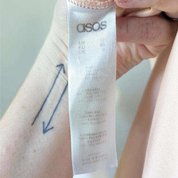 ASOS Maternity Blush Pink Midi Sleeveless Pleated Overlay Formal Dress Size 8 - Picture 7 of 9